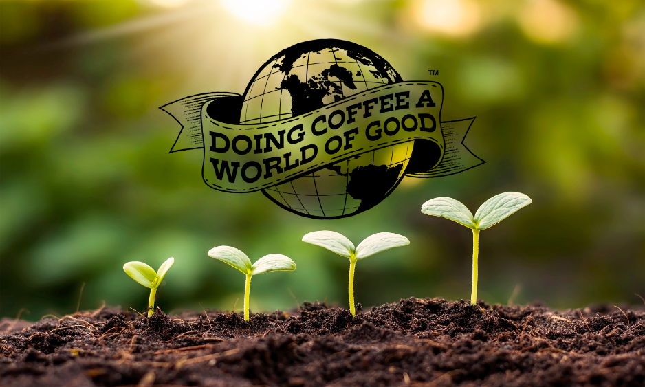 plants with FRC's "doing coffee a world of good" logo