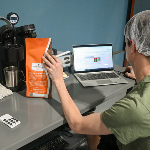 Employee at the quality control station.