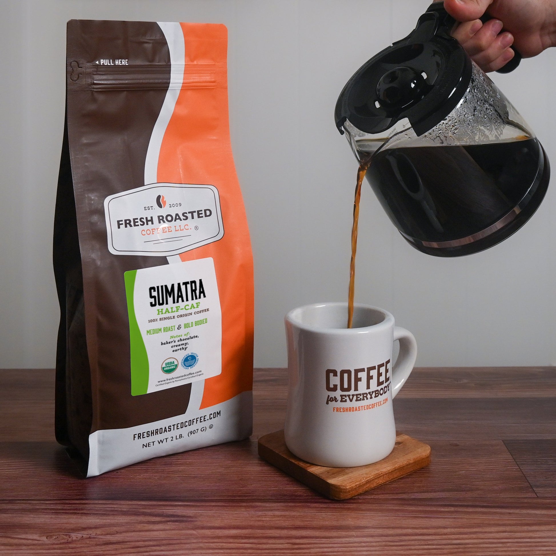 Organic Sumatra Water-Processed Half Caf - Roasted Coffee