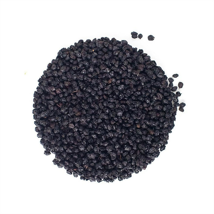 Positively Botanicals Organic Elderberries, dried whole berries naturally caffeine-free, ideal for herbal infusions and wellness tea blends.