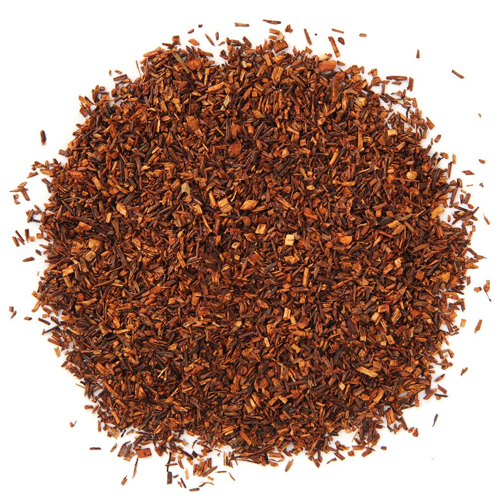Positively Tea Company Organic Rooibos loose leaf tea, showcasing its rich red color and naturally sweet, earthy aroma.


