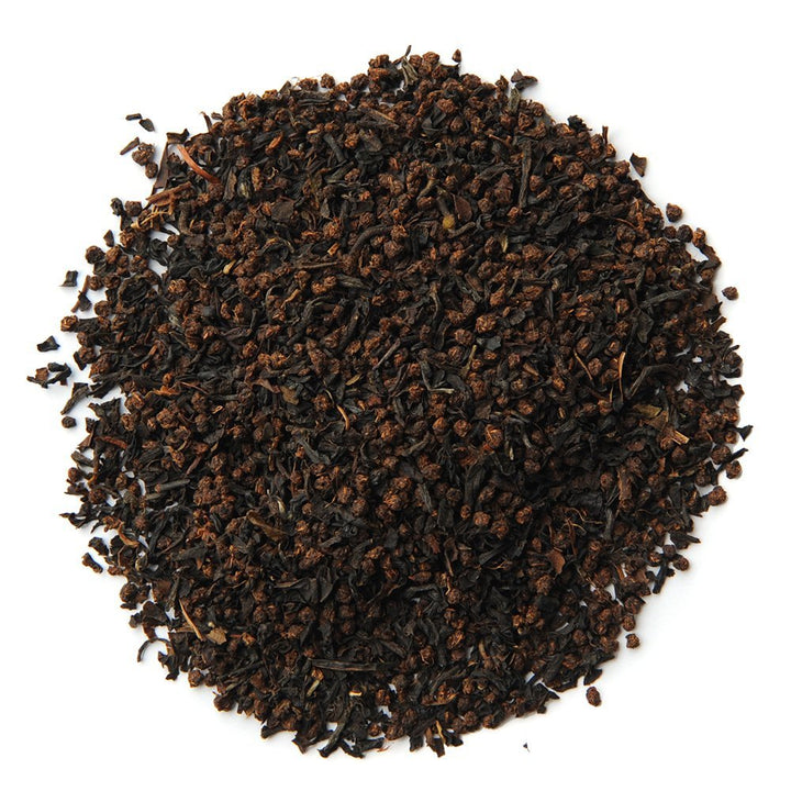 Organic Scottish Breakfast loose leaf black tea blend, bold and hearty with rich, earthy flavor notes.
