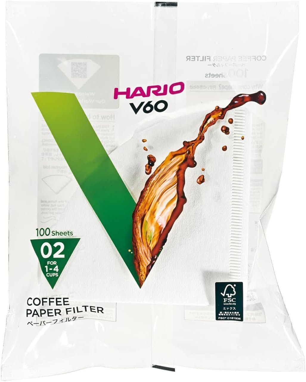 Hario® V60 Coffee Paper Filters, 100 Count, Size 02